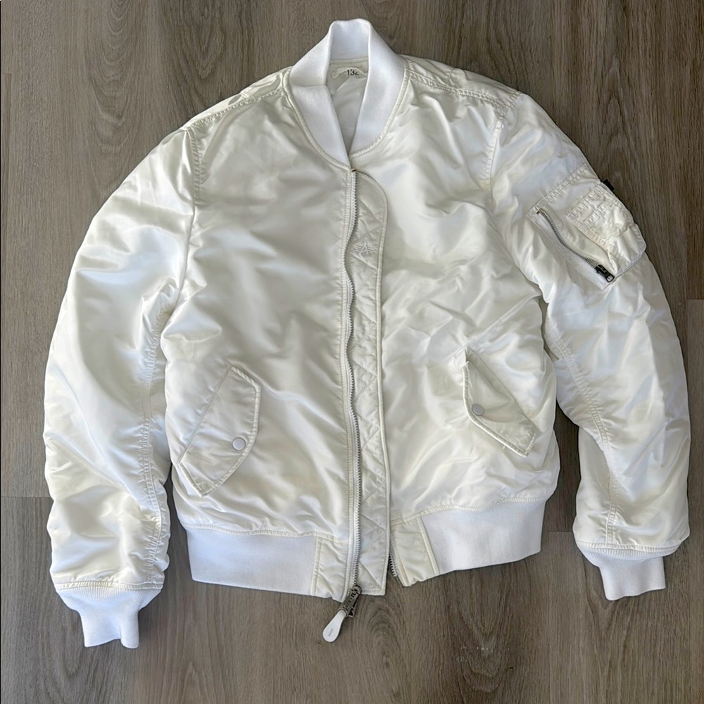NEW Men’s Alpha Industries White Bomber Jacket.